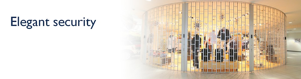 A sliding security grille in a round shape; Elegant security