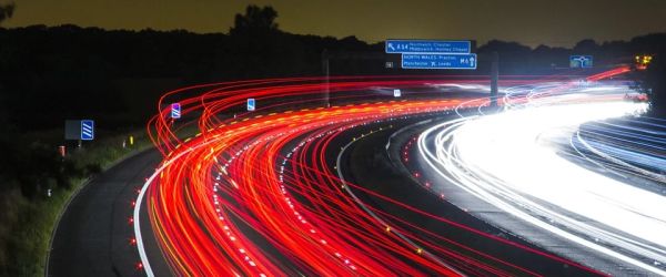Trails of car-lights on a motorway