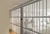 Looking through a Vision Air Sliding shutter into the gallery space