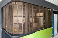 FlexiGlide vision air sliding shutter at a reception desk