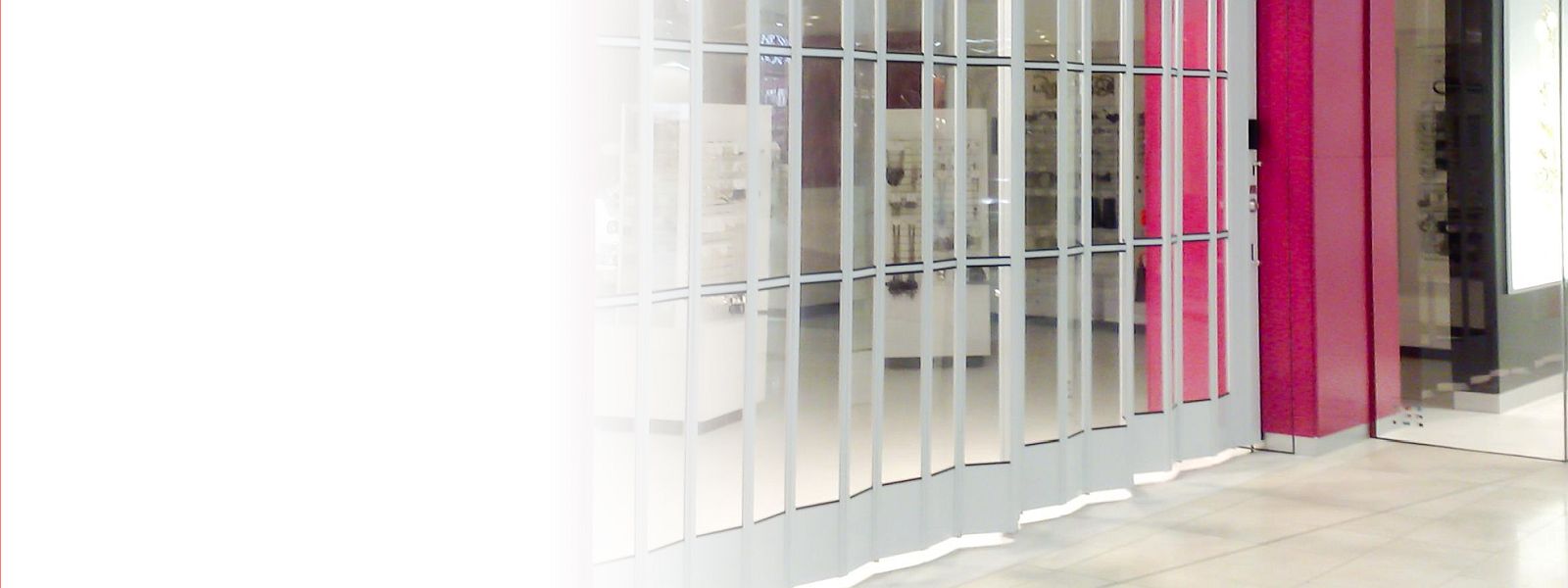 A horizontally sliding security shutter