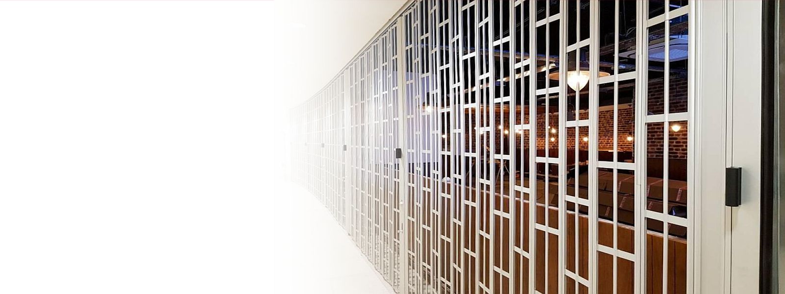 A horizontally sliding security shutter