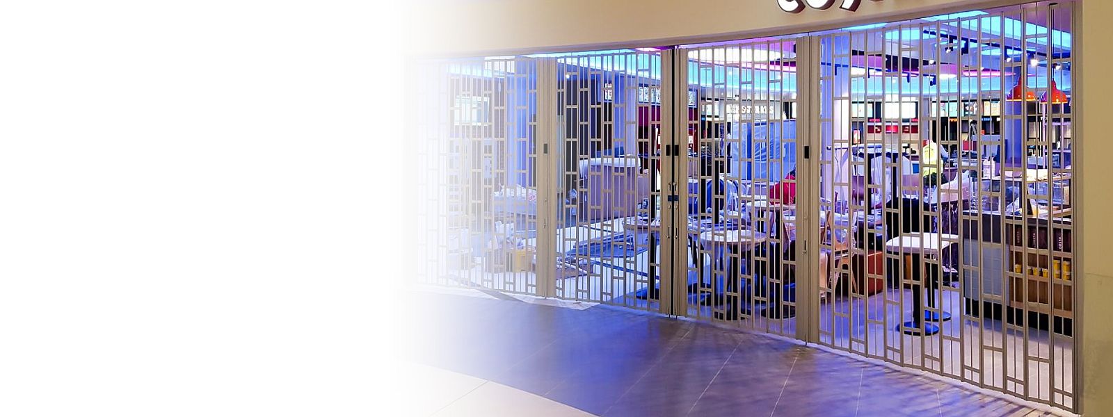 A horizontally sliding security shutter
