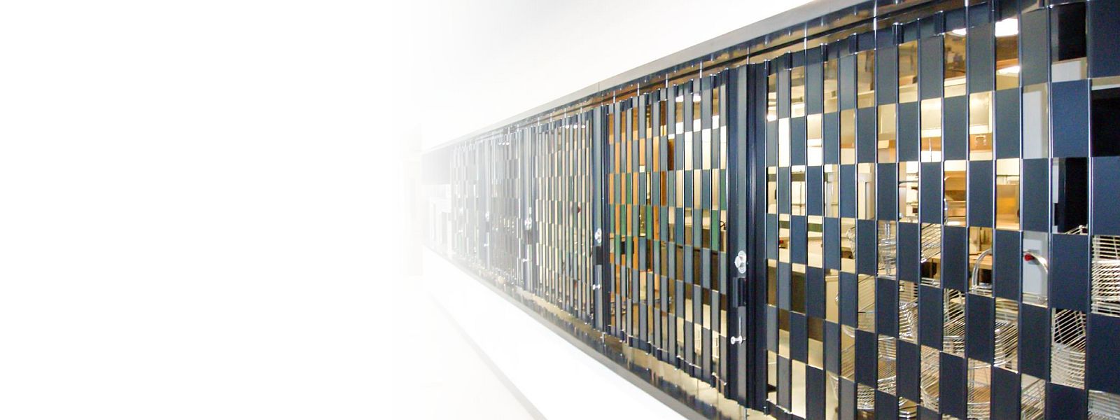 A horizontally sliding security shutter