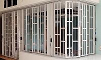 sliding security shutter on reception counter